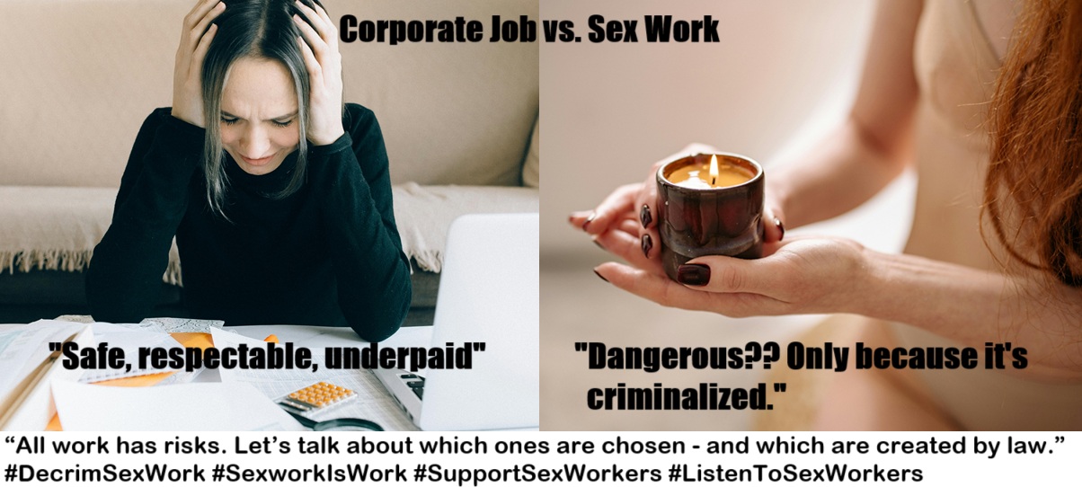 Meme about risks in sex work and laws