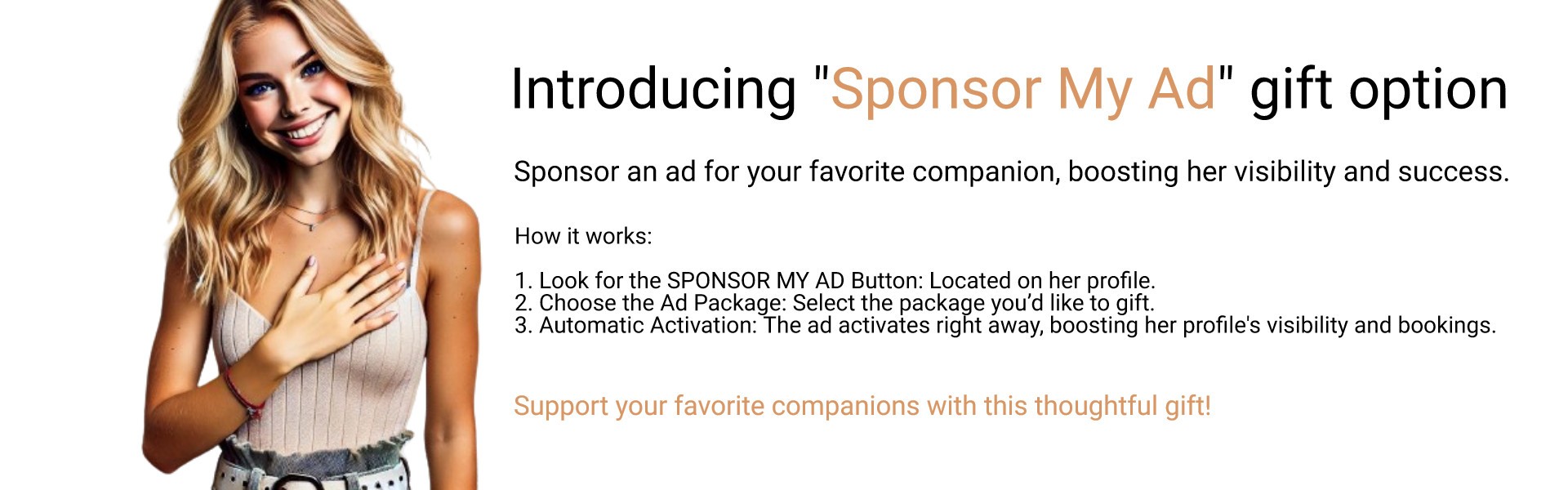 Sponsor Your Special Lady’s Escort Ads for More Exposure and Visibility