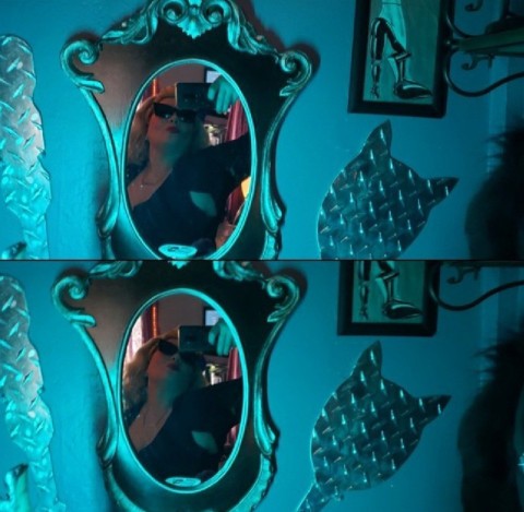 Excited escort after intense session glow