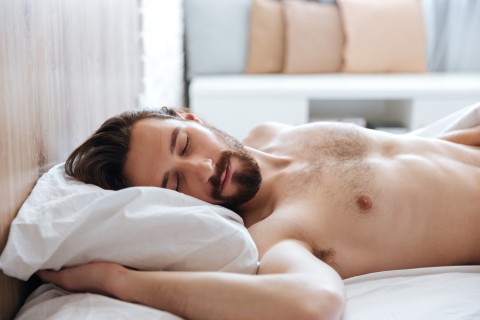 Autosexual man exploring pleasure alone