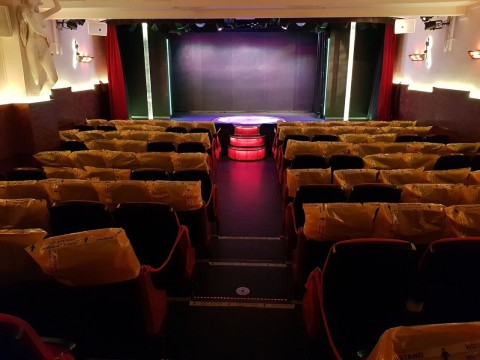 Sex cinema interior with seating