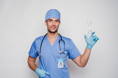 Surgeon getting ready for circumcision operation