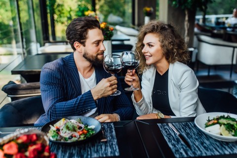 Escort engaging female client professionally