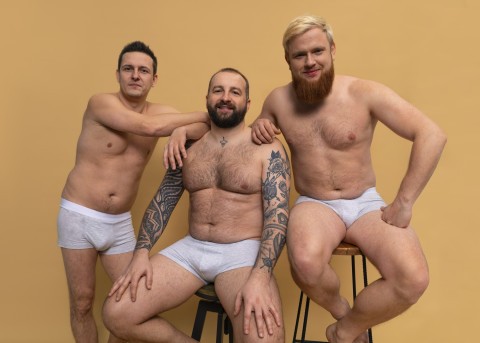 Male porn actor on film set