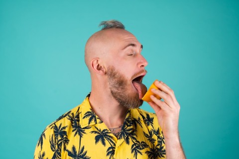Oral pleasure with groomed mustache