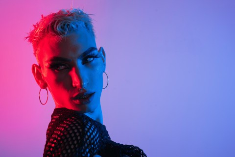 Transgender escort and client sharing genuine connection.