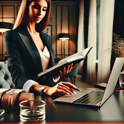 Elegant escort posing for branding.