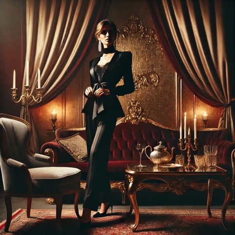 Escort creating a luxurious roleplay setup.