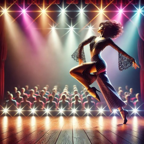 Seductive striptease dance performance on stage.