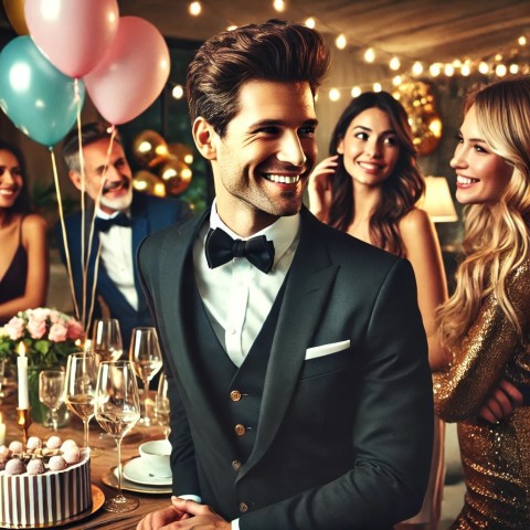 Elegant escort at a luxury celebration.