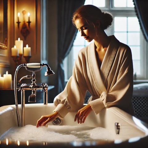 Sensual couple enjoying intimate bath.