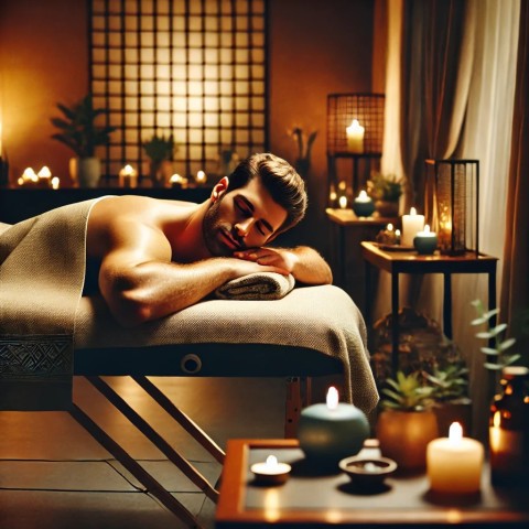 Sensual erotic massage session with escort.