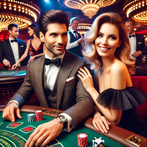 Elegant escort enjoying a glamorous casino night.