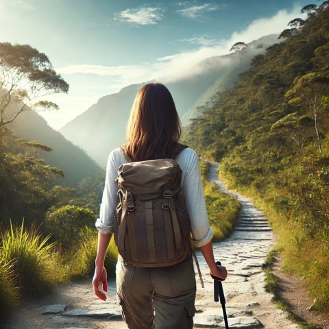 Escort hiking with client, adventure escort