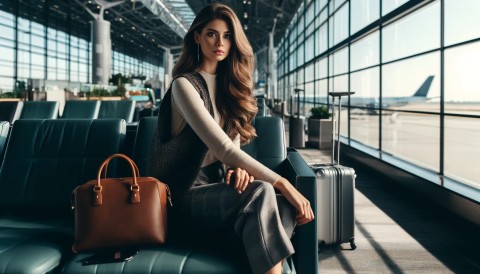 Travel escort working at airport lounge.