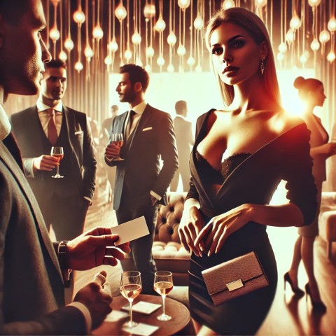Escorts networking at an industry event.