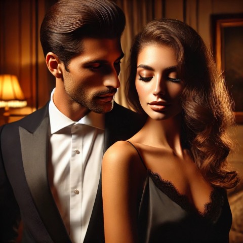 Confident eye contact creating attraction.