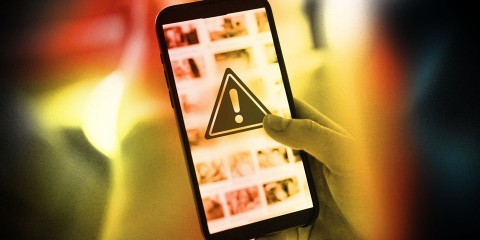 Smartphone screen showing porn content being blocked or restricted.