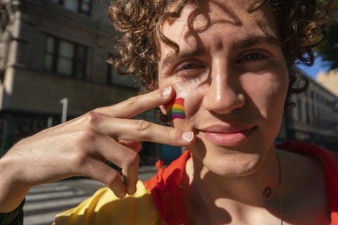 Transgender boy protesting for his rights