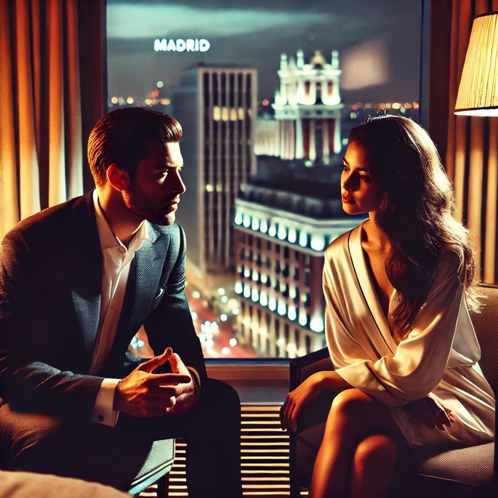 Businessman and escort share connection.