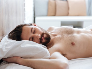 Autosexual man exploring pleasure alone