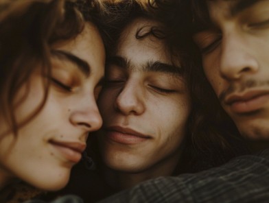 A couple enjoying an intimate evening with a gay male escort