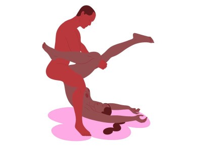 Couple demonstrating sex positions for calorie burn