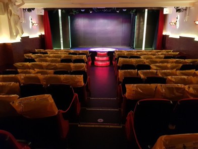 Sex cinema interior with seating