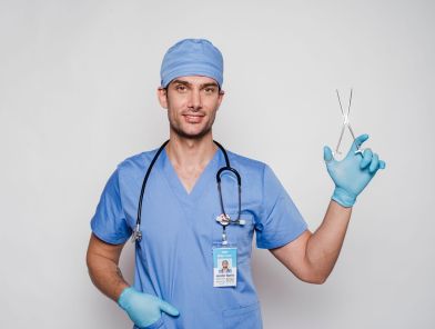 Surgeon getting ready for circumcision operation