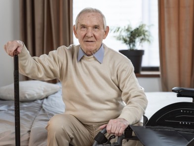 Senior man awaiting escort for companionship