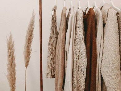 Elegant wardrobe full of outfits for escort work