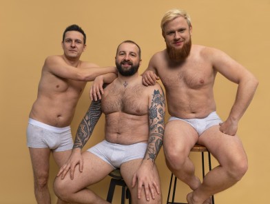 Male porn actor on film set