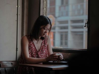 Mother preparing to talk with child