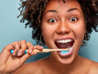 Escort maintaining proper oral hygiene routine