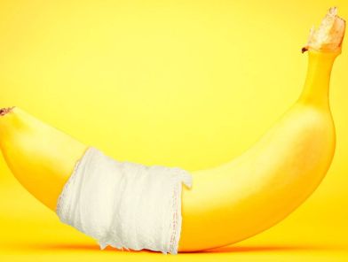 Broken banana symbolizing penile fracture injury