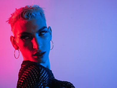 Transgender escort and client sharing genuine connection.