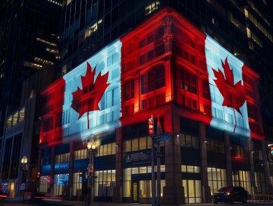 Canadian maple-leaf symbol on flag