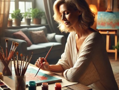 Escort using art for relaxation