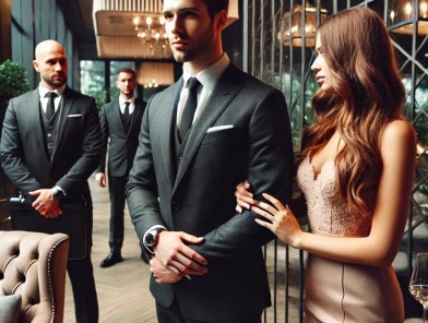 Escort with bodyguard for security.