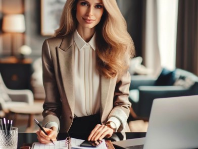 Confident escort in stylish attire.