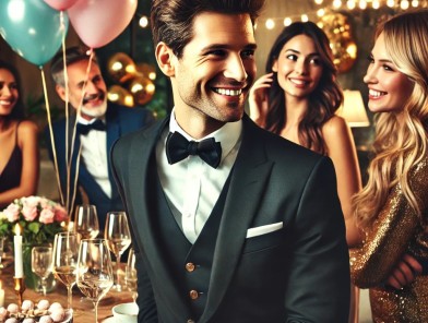 Elegant escort at a luxury celebration.