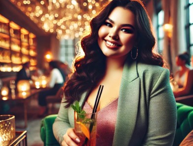 Escort sipping drink, staying composed