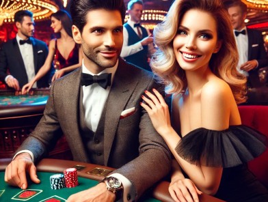 Elegant escort enjoying a glamorous casino night.