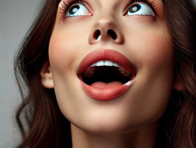 A confident woman practicing deep throating techniques.