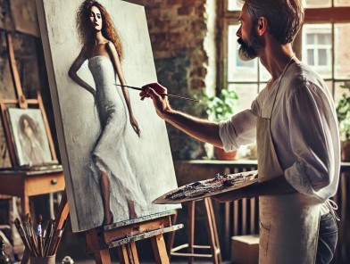 Escort posing as a muse for an artist.