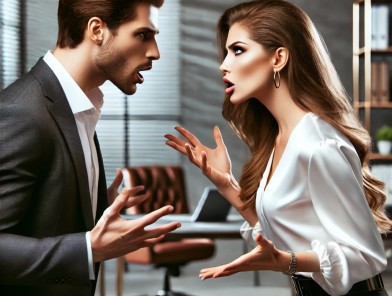 Escort discussing payment dispute resolution professionally.