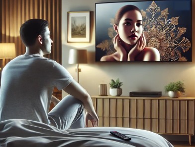 Couple discussing real-life intimacy expectations.