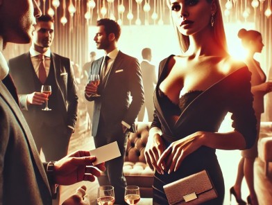 Escorts networking at an industry event.