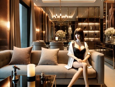 Lifelike sex dolls displayed in a private room.
