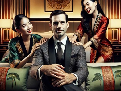 Elegant double date with two escorts.